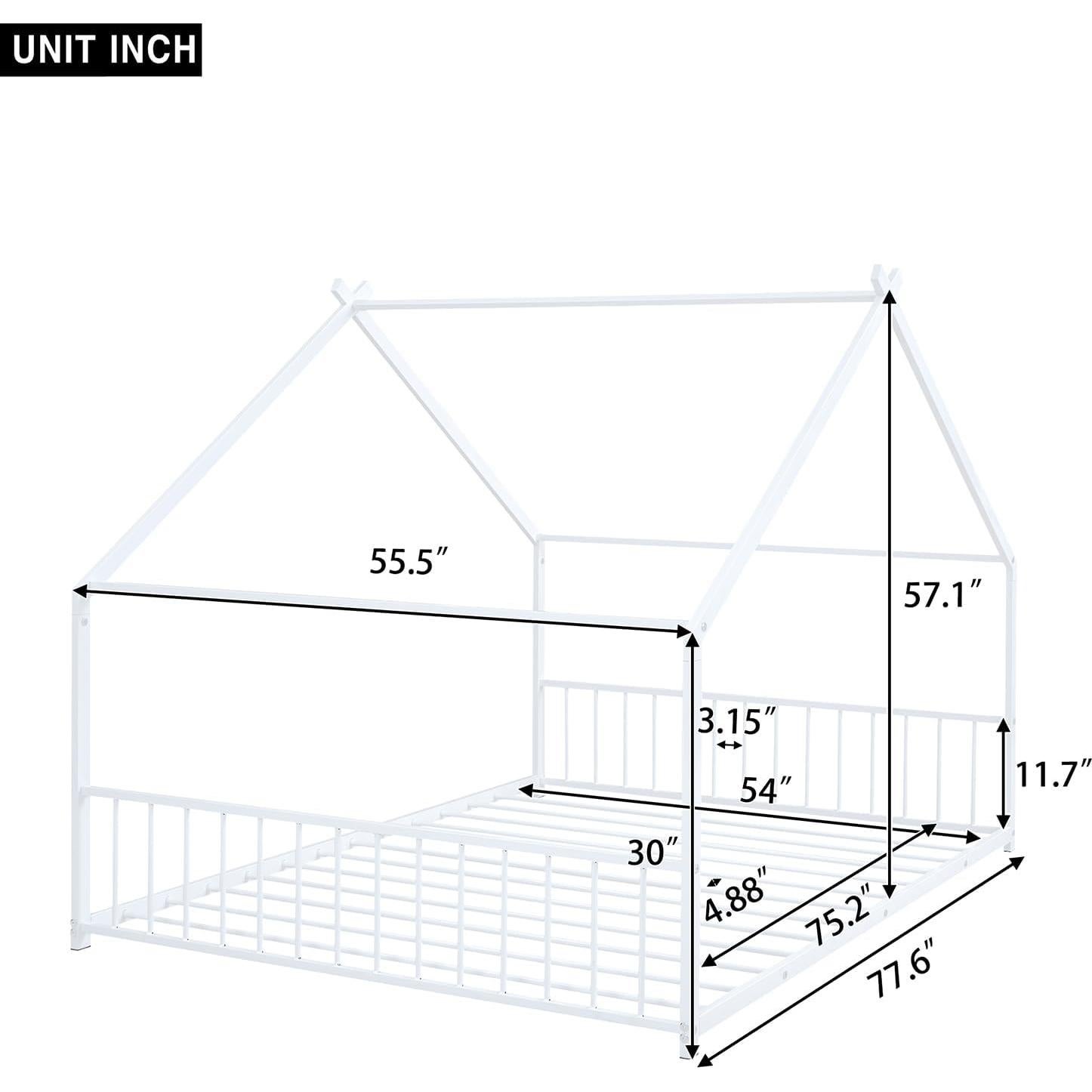 Cama Montessori Zentrava Blanca Completa con Techo y Cabecera