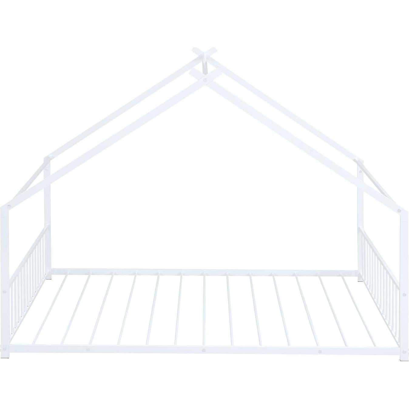 Cama Montessori Zentrava Blanca Completa con Techo y Cabecera