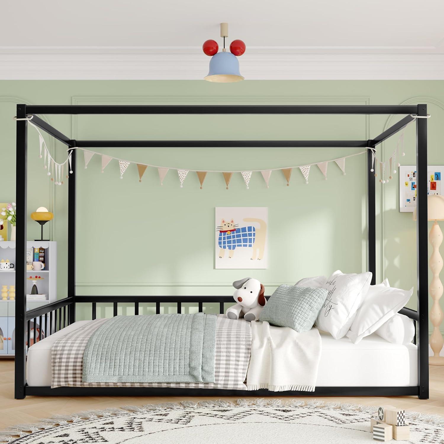 Cama Montessori con Dosel Bellemave Completo Negra Antichoque