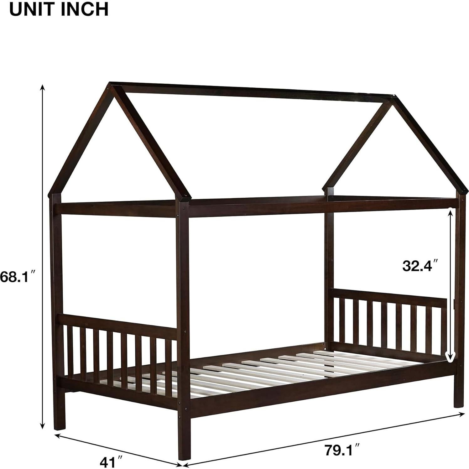 Cama Casa Twin Bellemave para Niños de Madera Espresso