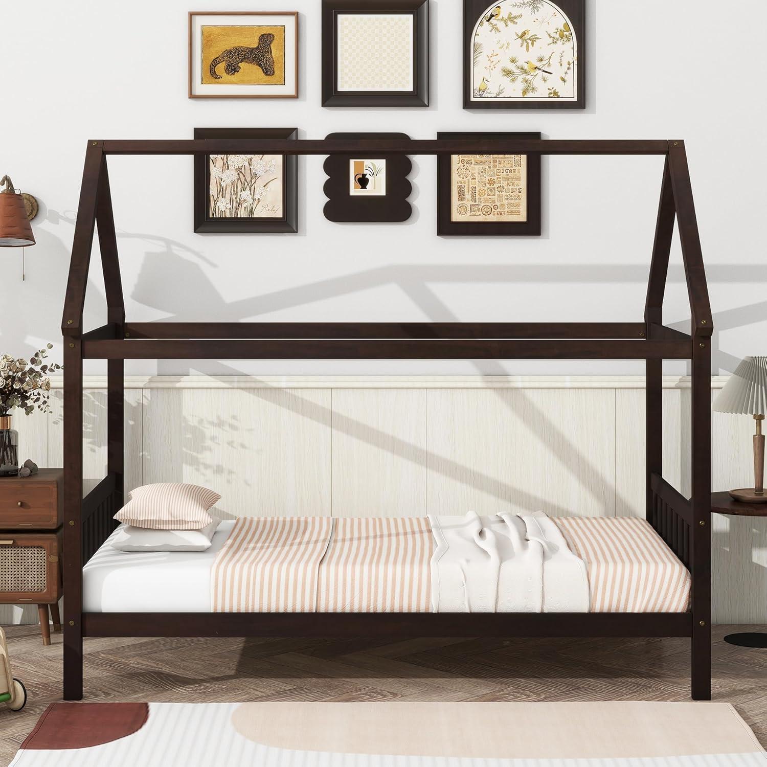 Cama Casa Twin Bellemave para Niños de Madera Espresso