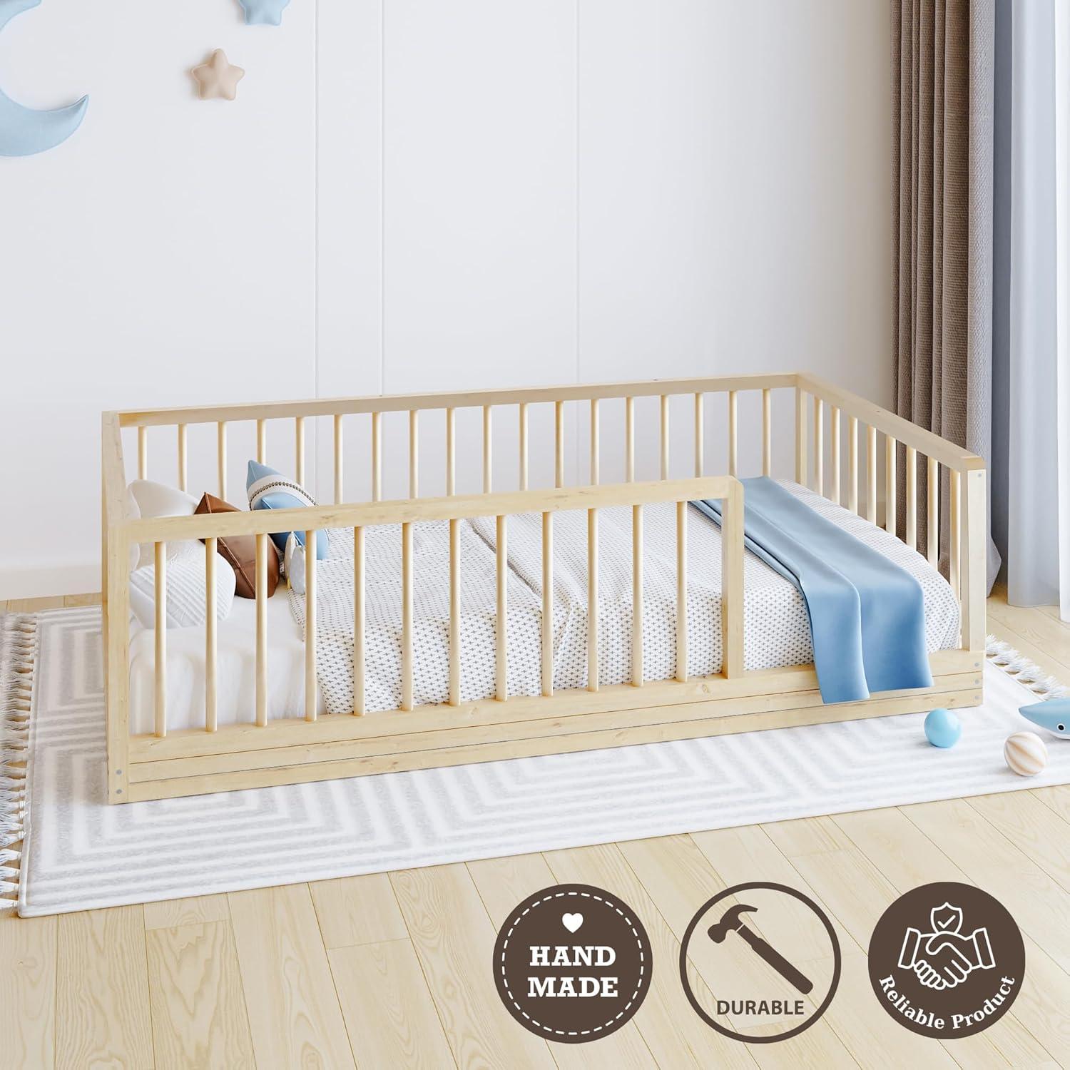 Cama Montessori de Pino Sólido Natural para Niños - Alsk-Cuna