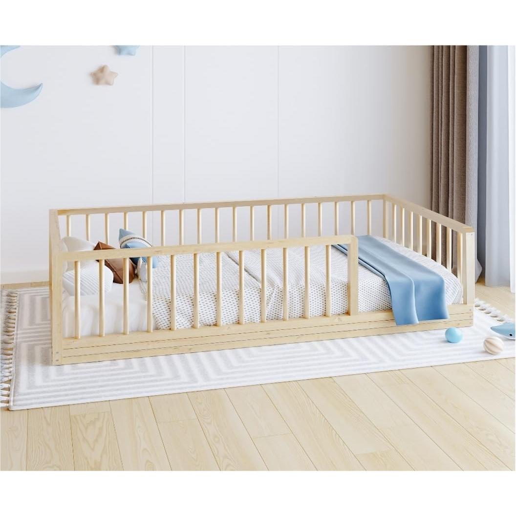 Cama Montessori de Pino Sólido Natural para Niños - Alsk-Cuna