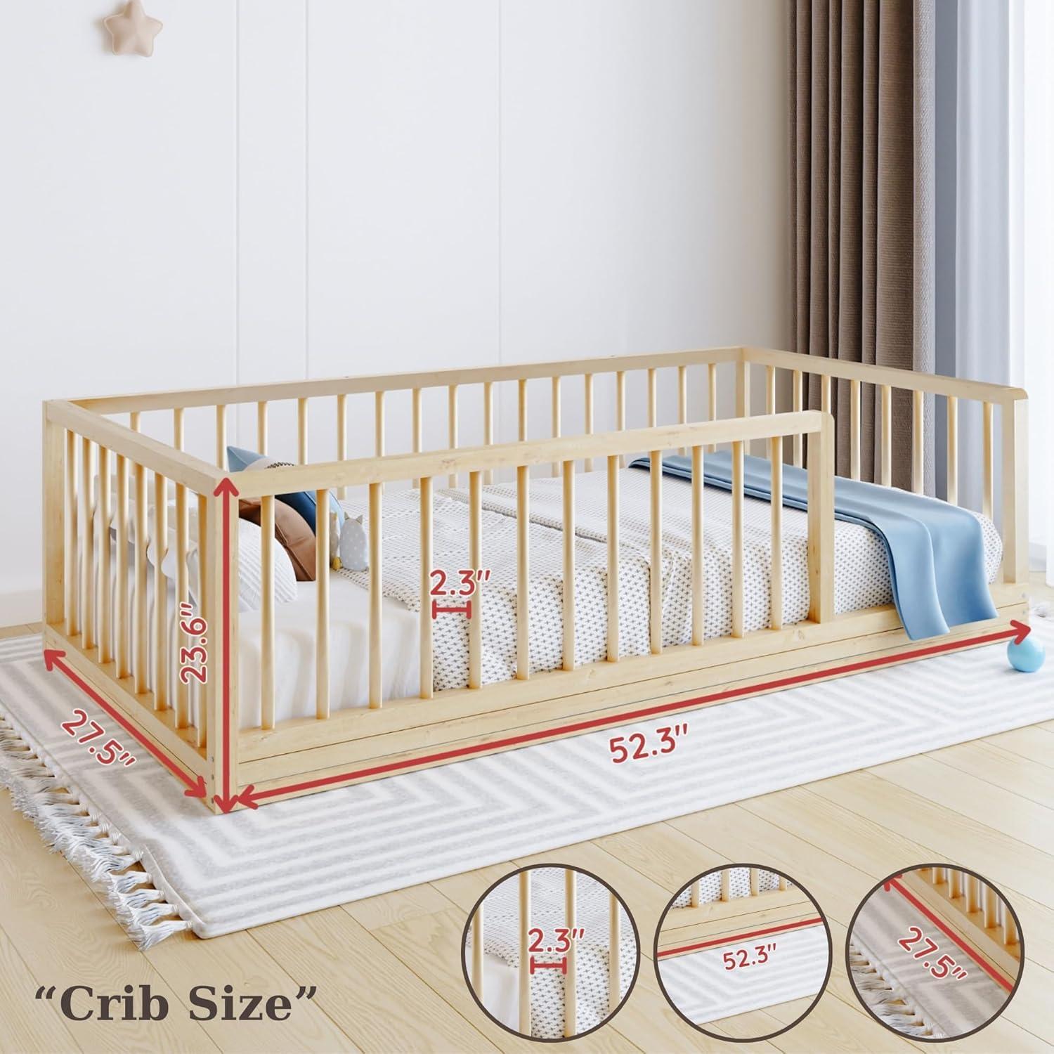Cama Montessori de Pino Sólido Natural para Niños - Alsk-Cuna