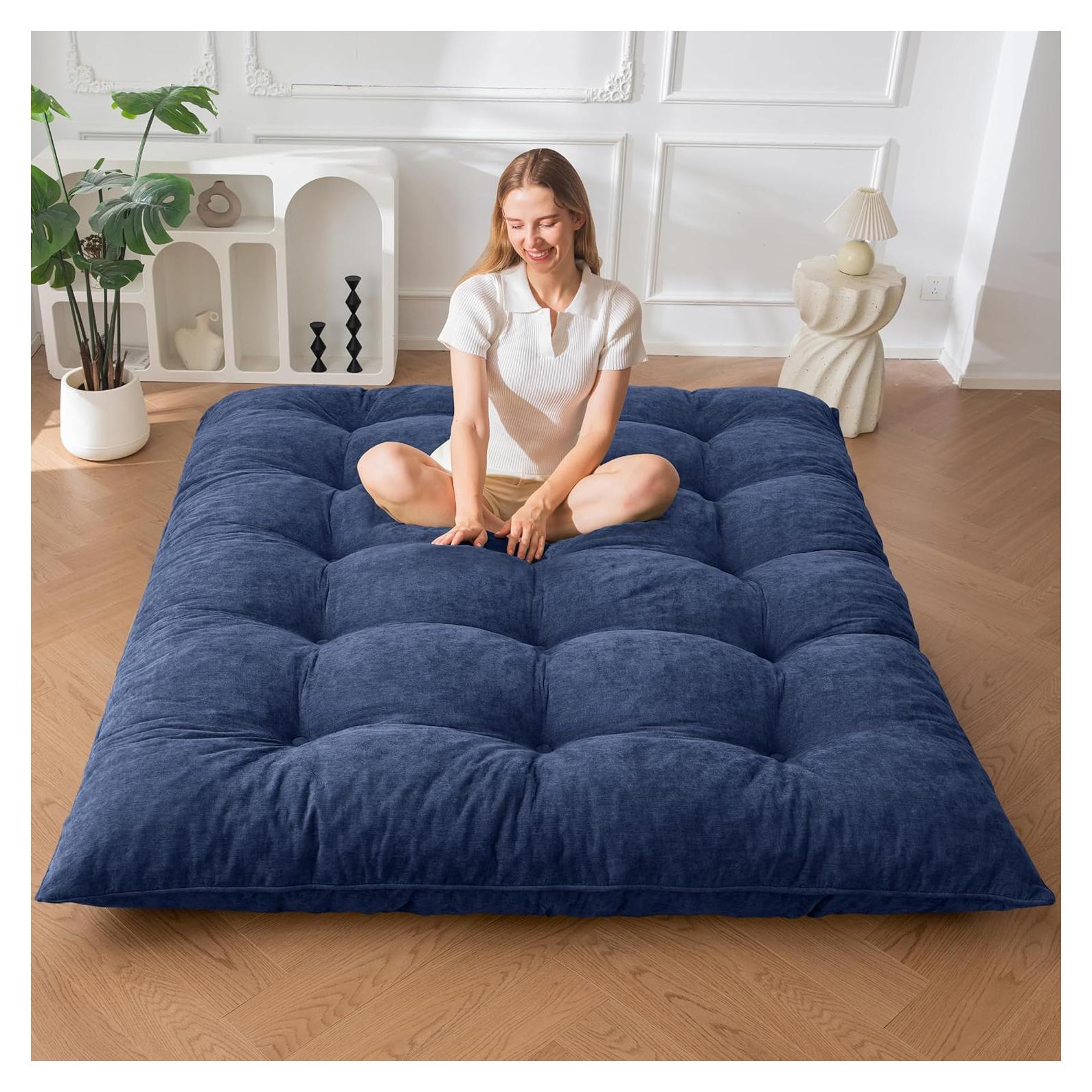 Colchón Futón Plegable MAXYOYO Completo 15.24 cm Azul Marino