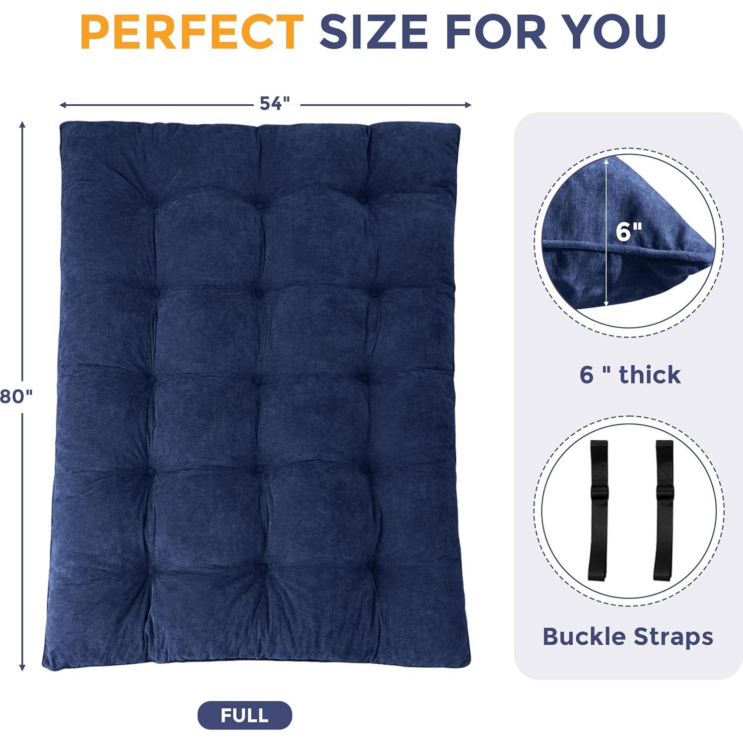 Colchón Futón Plegable MAXYOYO Completo 15.24 cm Azul Marino