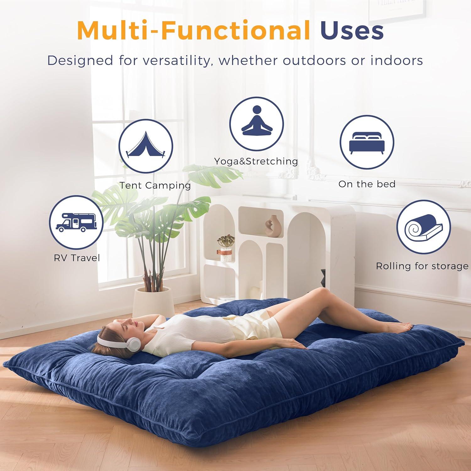 Colchón Futón Plegable MAXYOYO Completo 15.24 cm Azul Marino