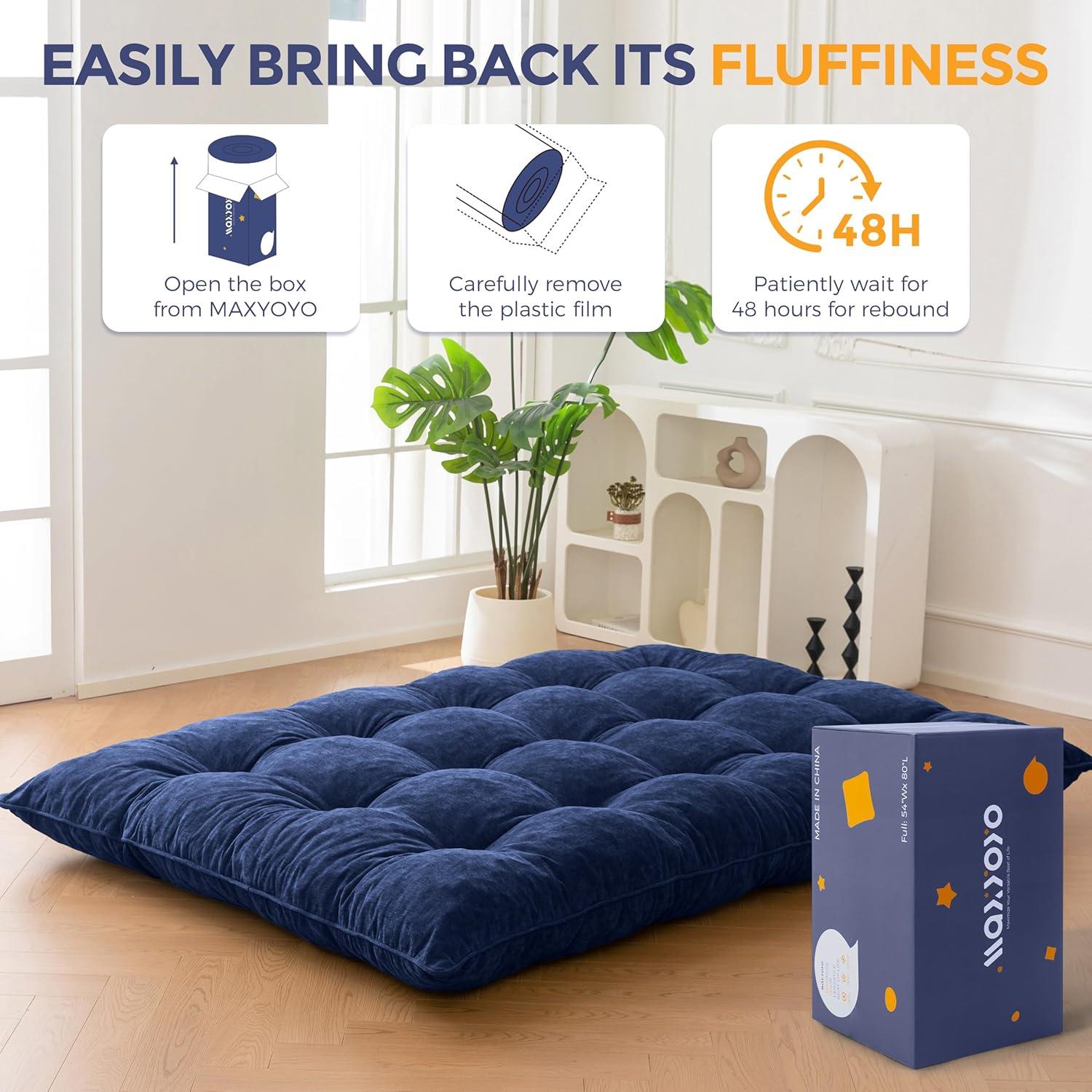 Colchón Futón Plegable MAXYOYO Completo 15.24 cm Azul Marino