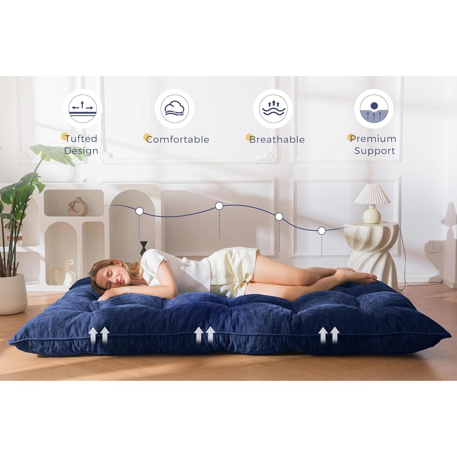 Colchón Futón Plegable MAXYOYO Completo 15.24 cm Azul Marino