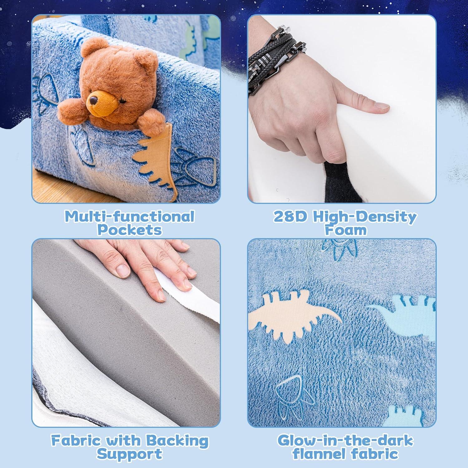 Sofá Plegable para Niños Lamerge 2-en-1 Azul Dinosaurio