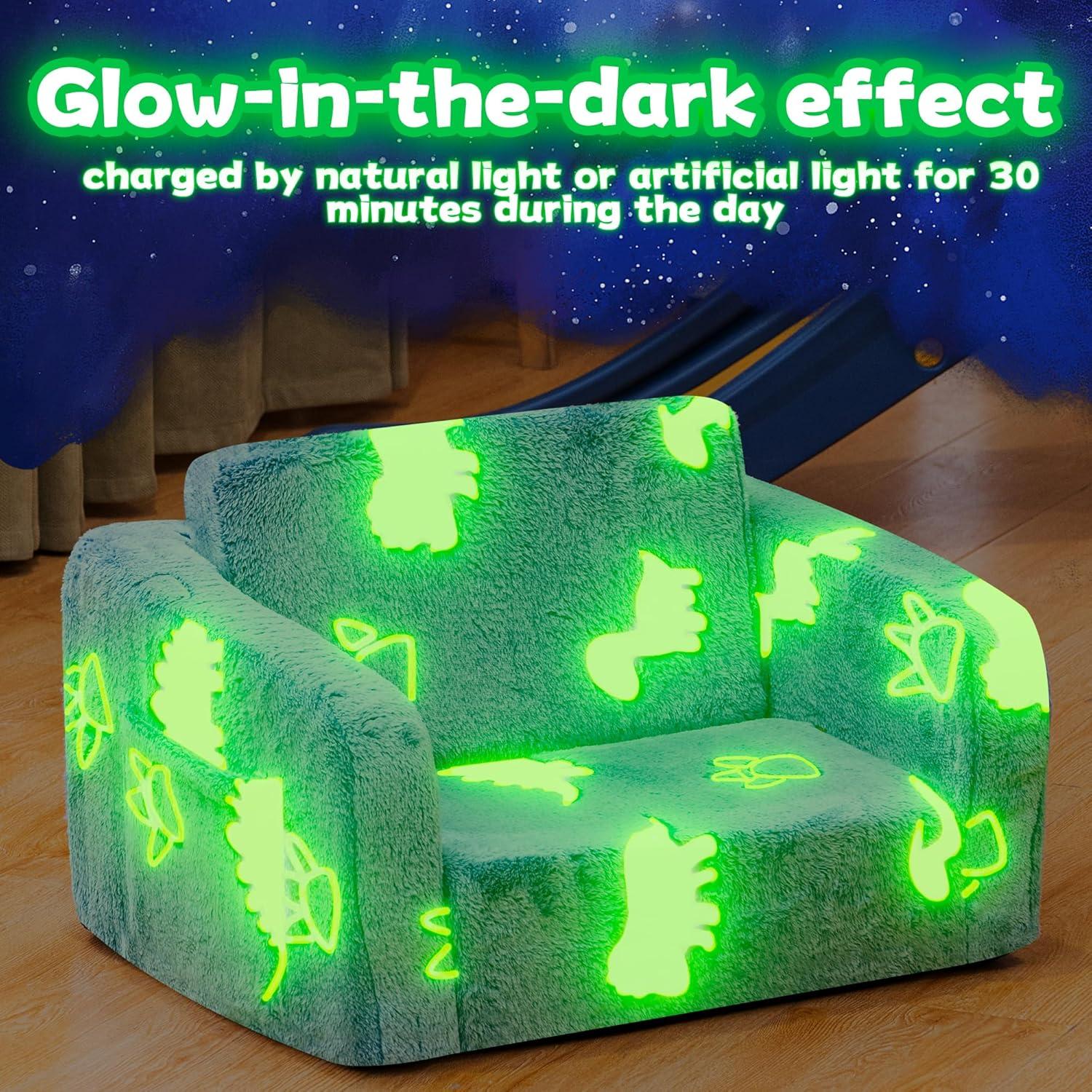 Sofá Plegable para Niños Lamerge 2-en-1 Azul Dinosaurio