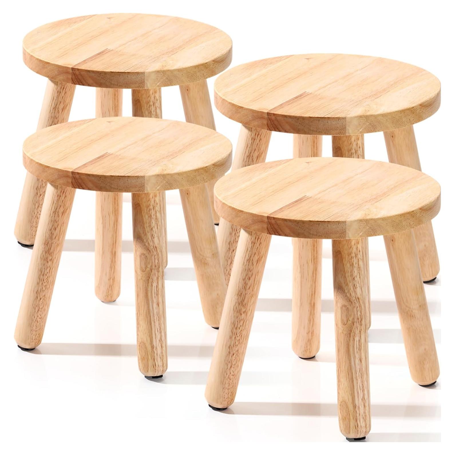 Taburetes de Madera Wenqik - Set de 4 Sillas Redondas 25.4 cm
