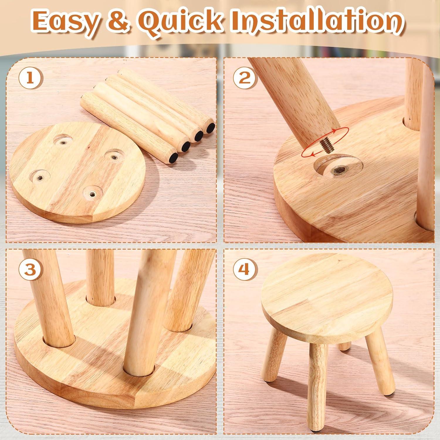 Taburetes de Madera Wenqik - Set de 4 Sillas Redondas 25.4 cm