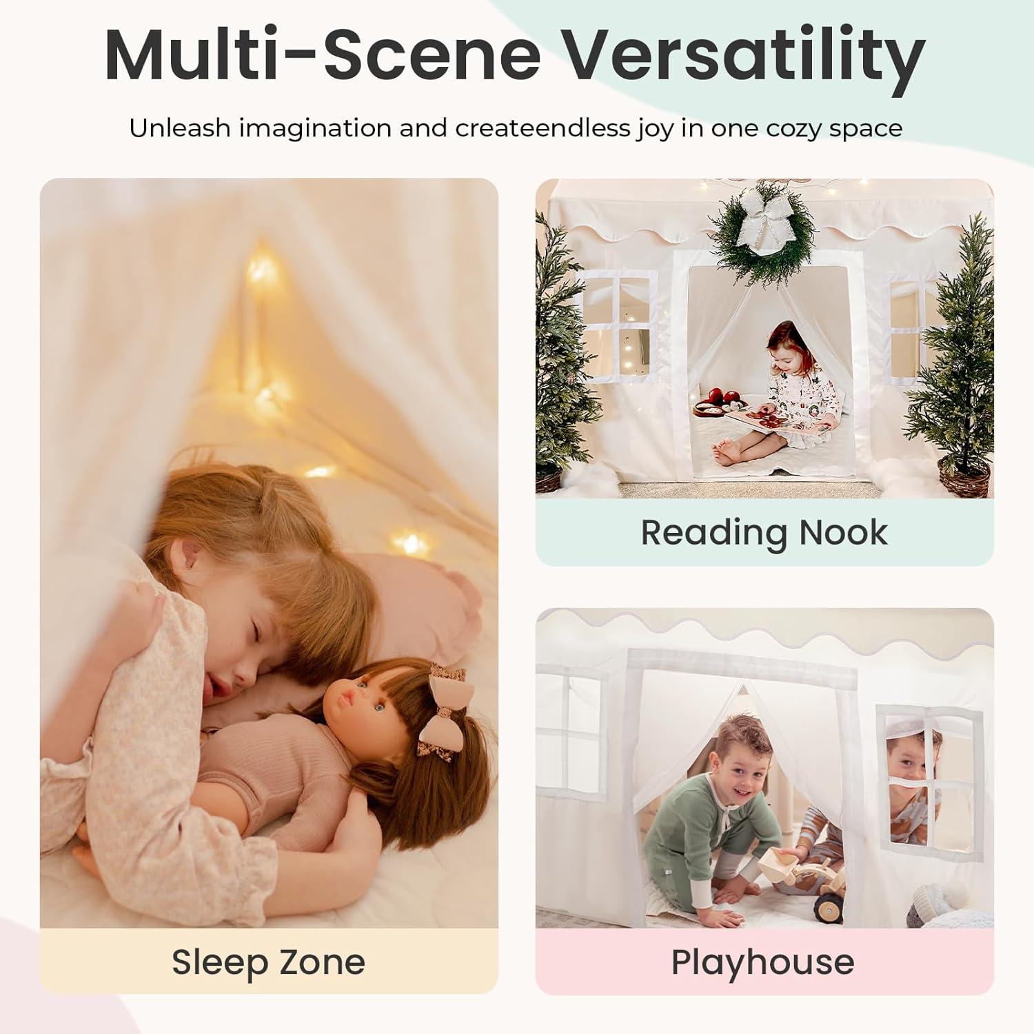 Tienda de Juego Tiny Land con Alfombra y Luces LED - Blanca