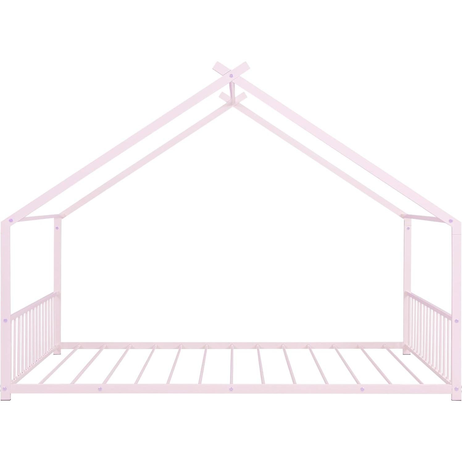 Cama de Piso Completo Bellemave Rosa con Diseño de Casa