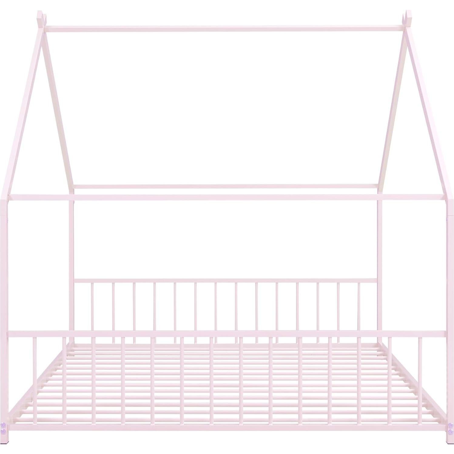 Cama de Piso Completo Bellemave Rosa con Diseño de Casa