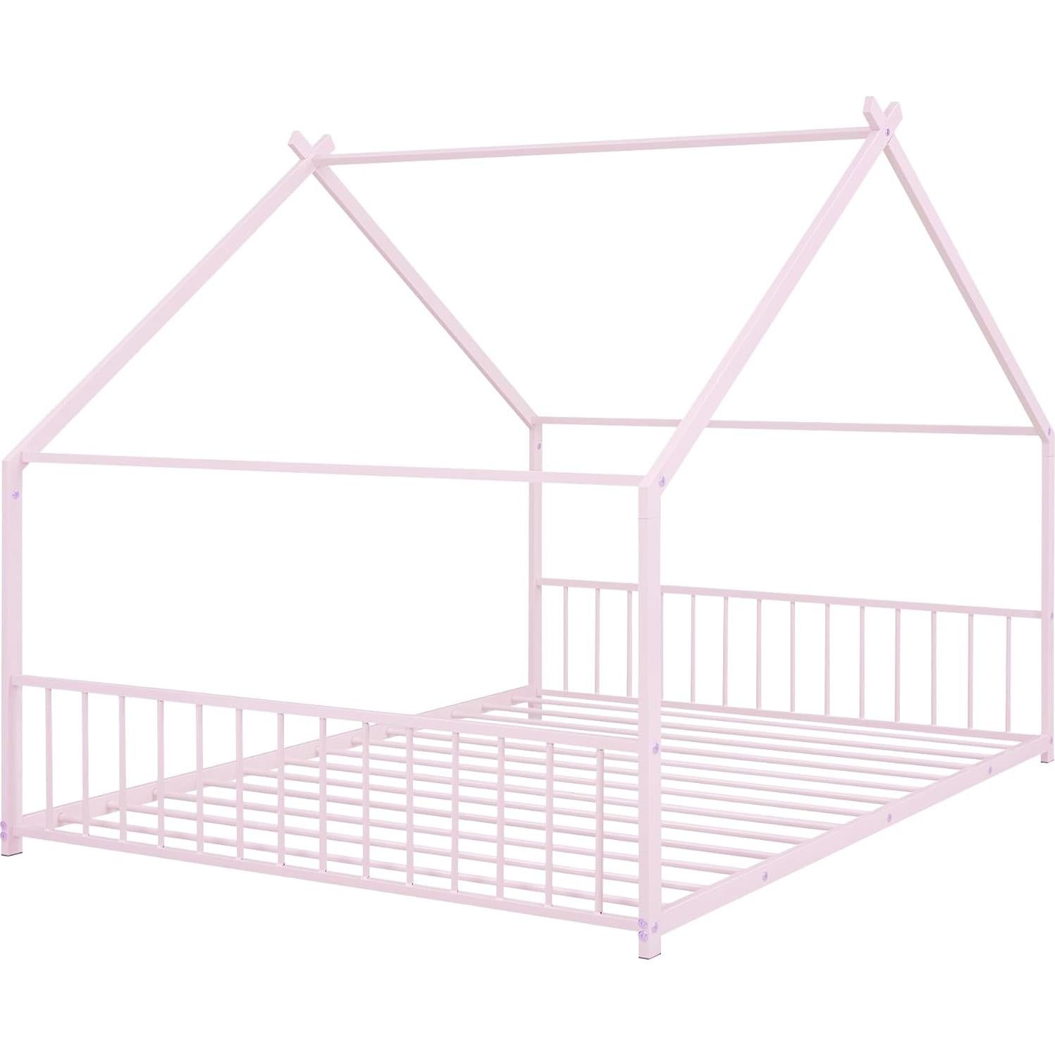 Cama de Piso Completo Bellemave Rosa con Diseño de Casa