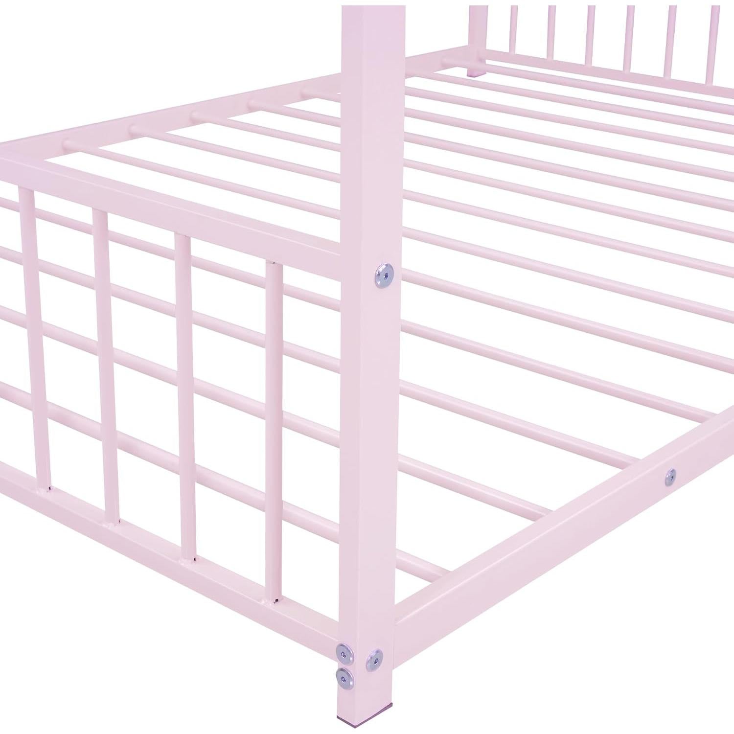 Cama de Piso Completo Bellemave Rosa con Diseño de Casa