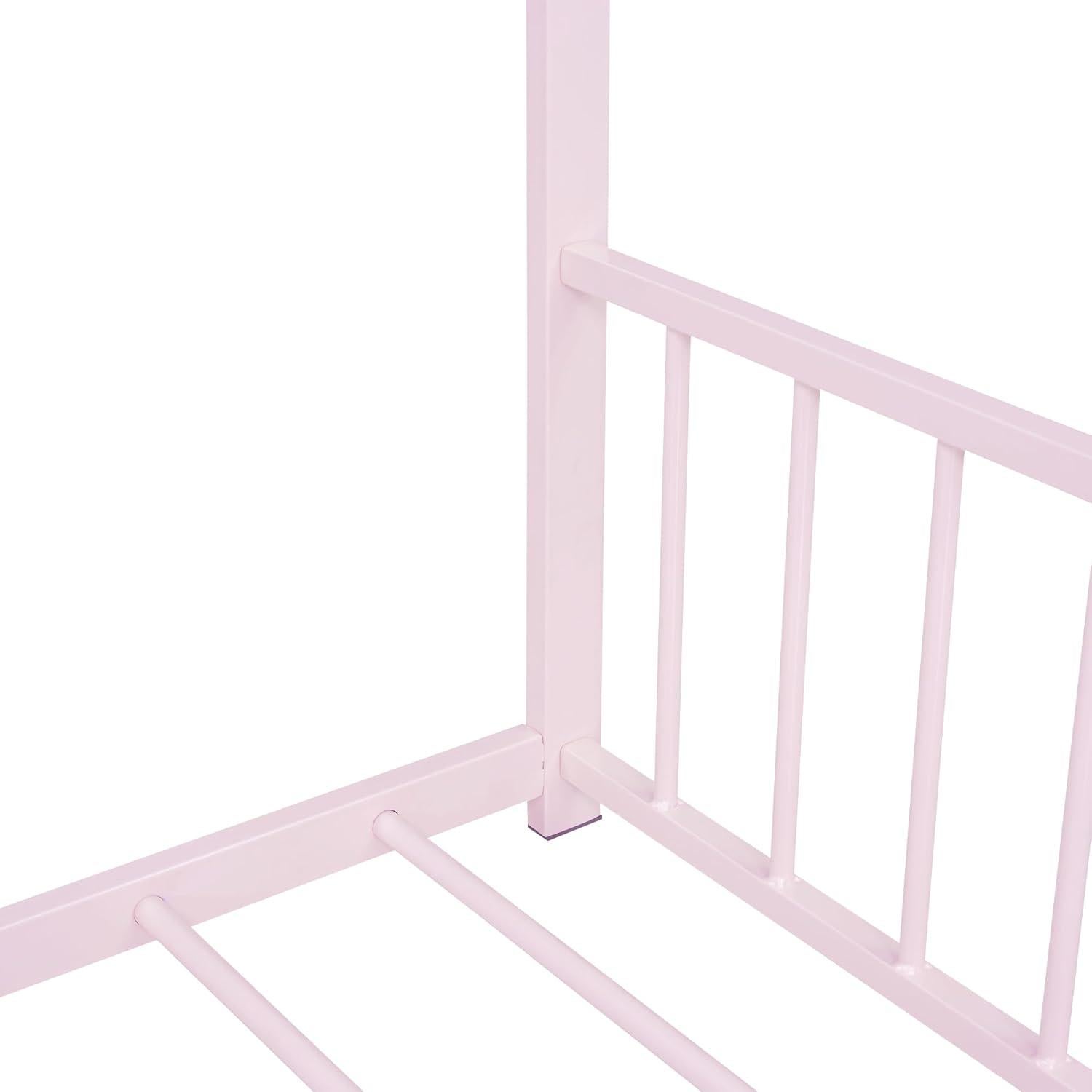 Cama de Piso Completo Bellemave Rosa con Diseño de Casa