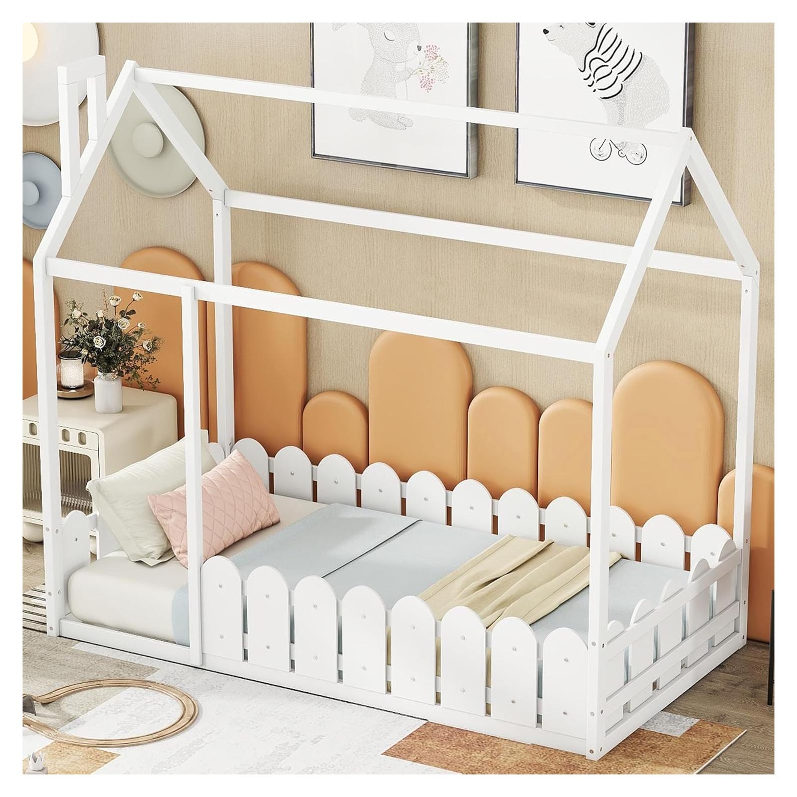 Cama Montessori Individual Bellemave con Barandilla y Techo