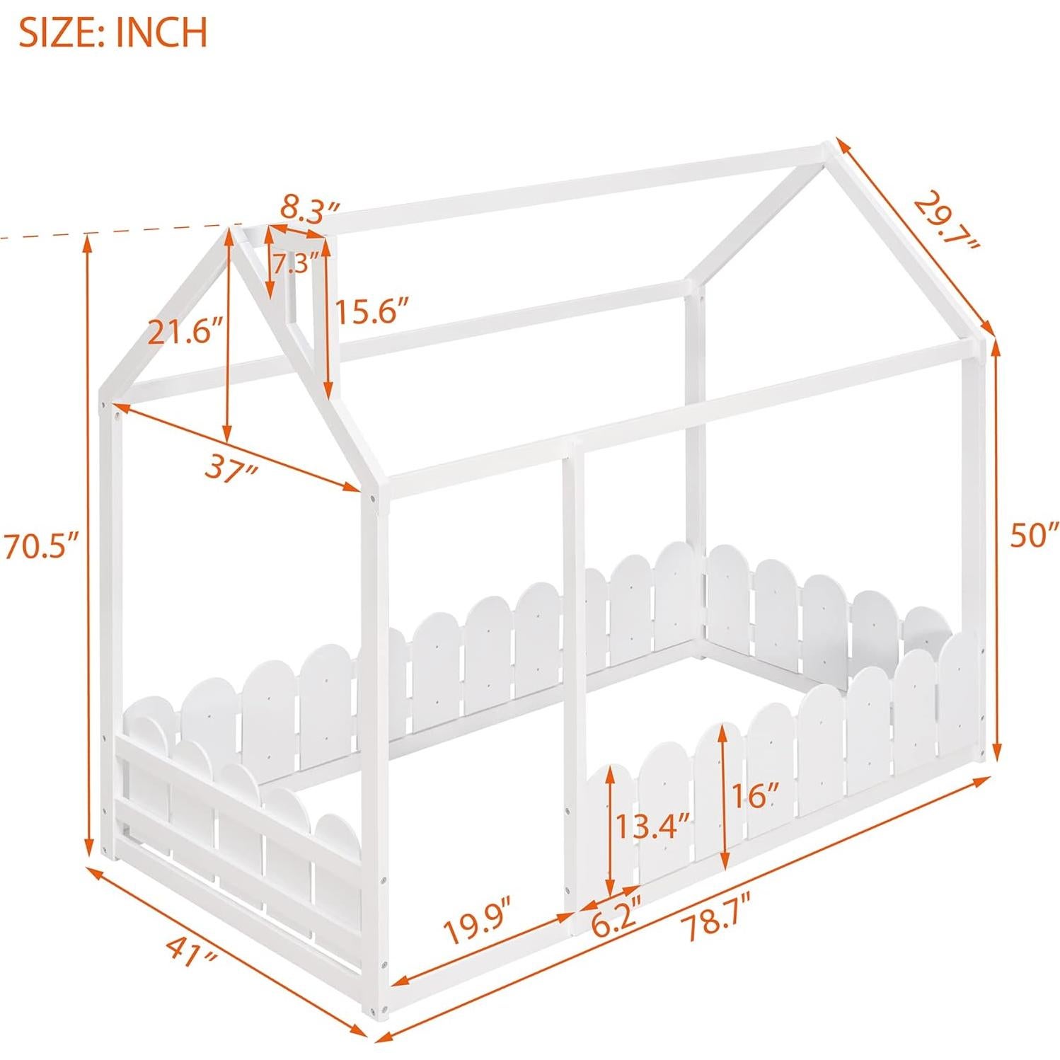 Cama Montessori Individual Bellemave con Barandilla y Techo