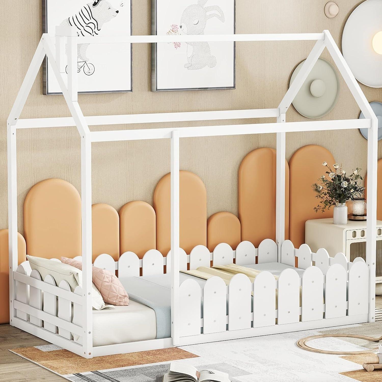 Cama Montessori Individual Bellemave con Barandilla y Techo