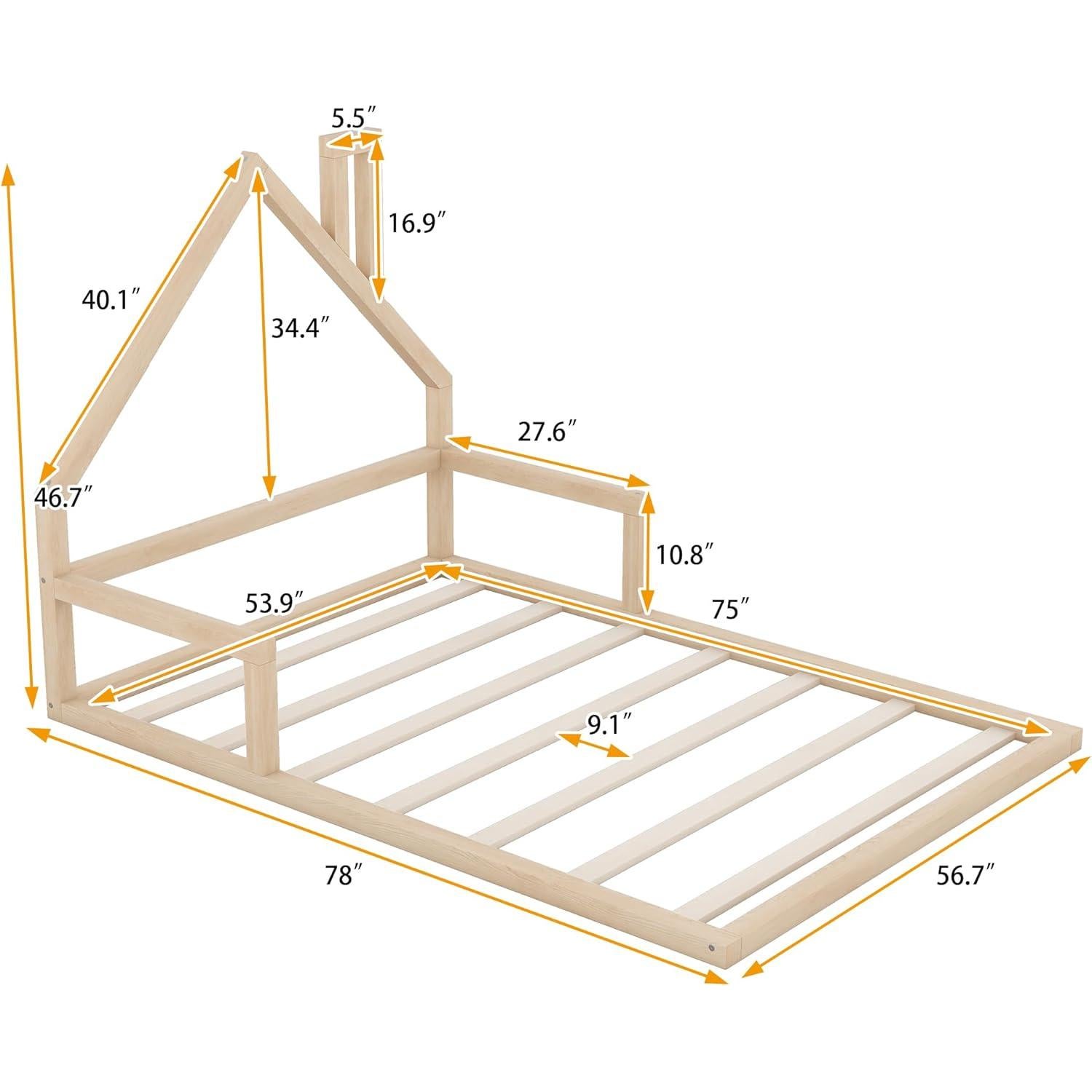 Cama Montessori Completa Harper & Bright con Cabecera Casa Natural