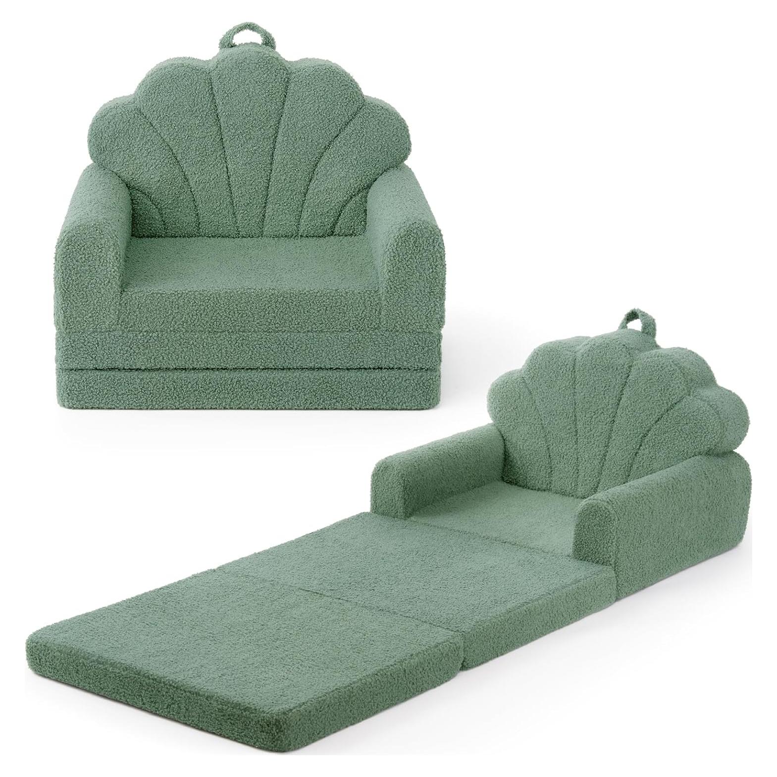 Sofá Infantil Blissful Diary Verde 2 en 1 Convertible Reclinable