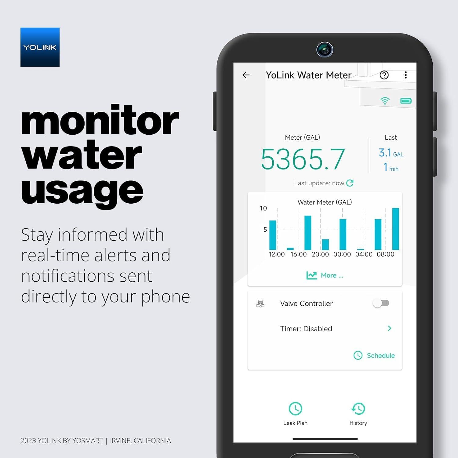 YoLink FlowSmart Control - Medidor de Agua Inteligente 1"