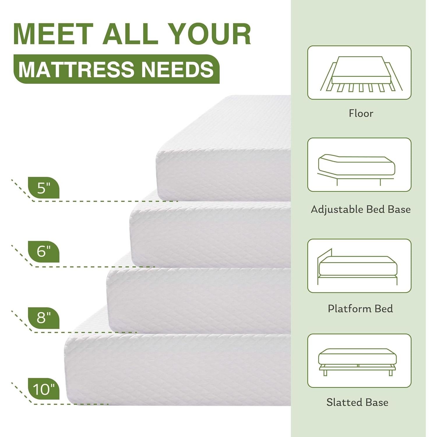 Colchón EGOHOME Espuma Viscoelástica 8" Completo Refrigerante