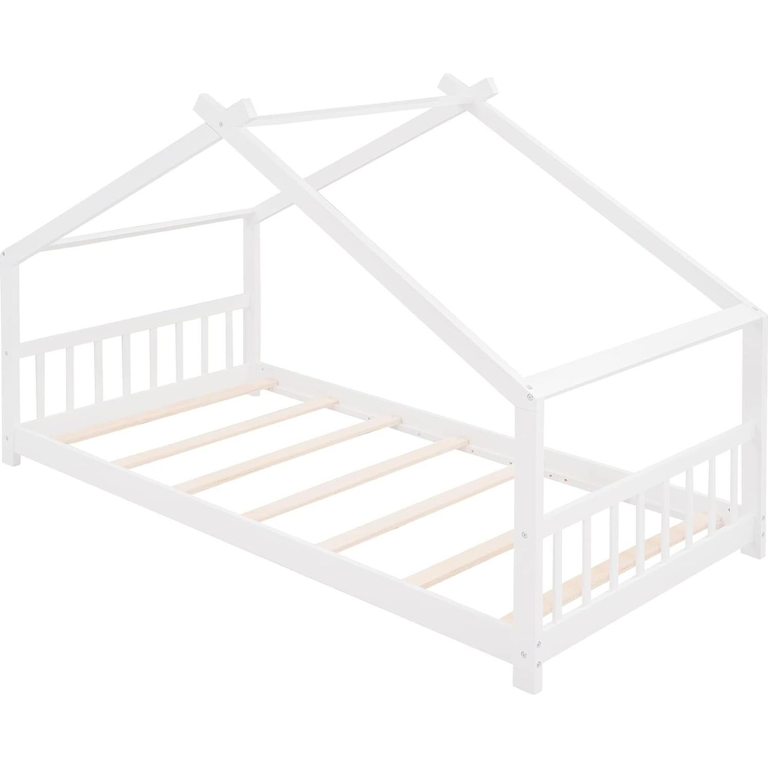 Cama Casa Individual Harper & Bright Designs Blanca para Niños