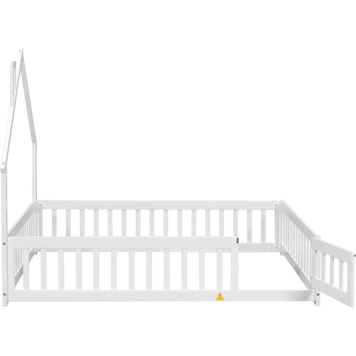 Cama Montessori Completa TURRIDU Blanca con Barandillas y Puerta