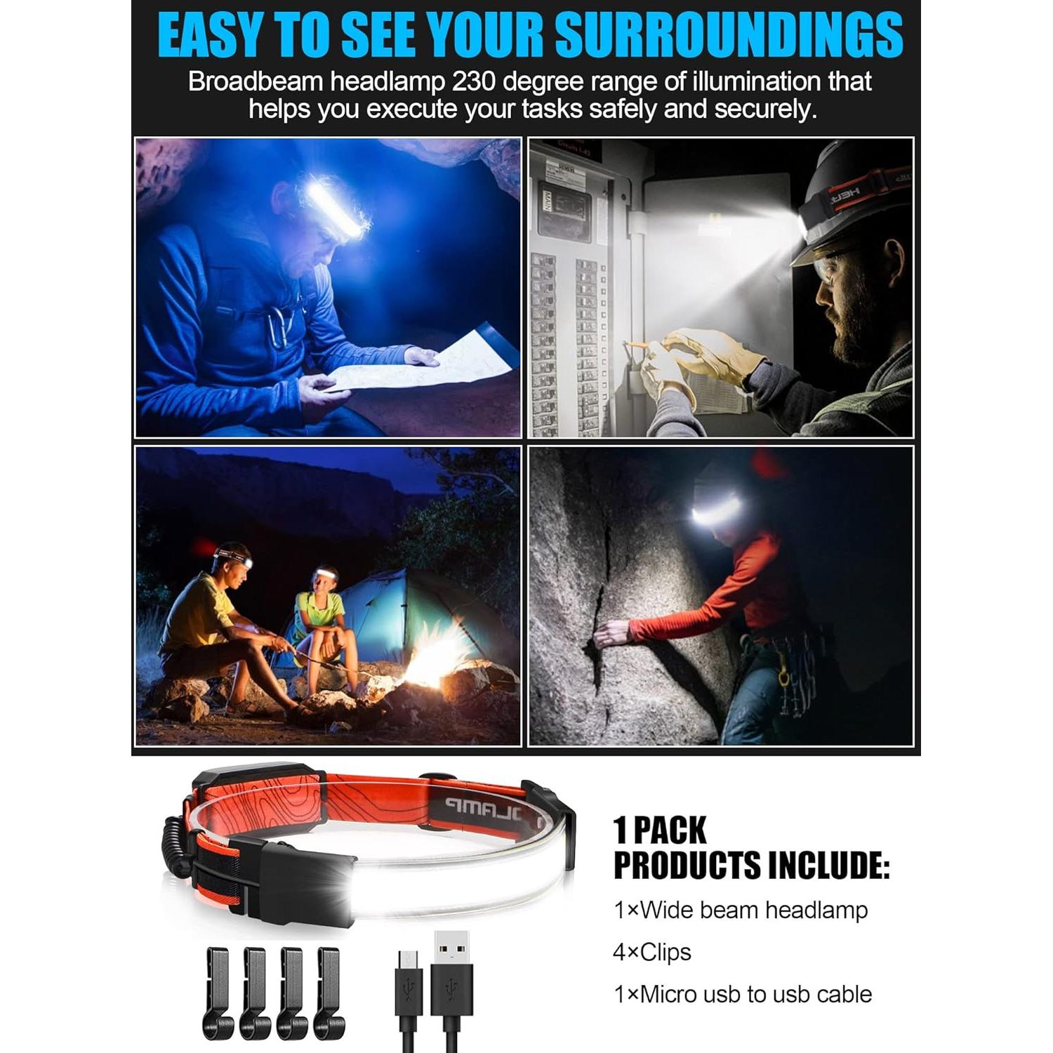 Linterna Frontal LED Spriak B42L 1000 Lúmenes Recargable USB