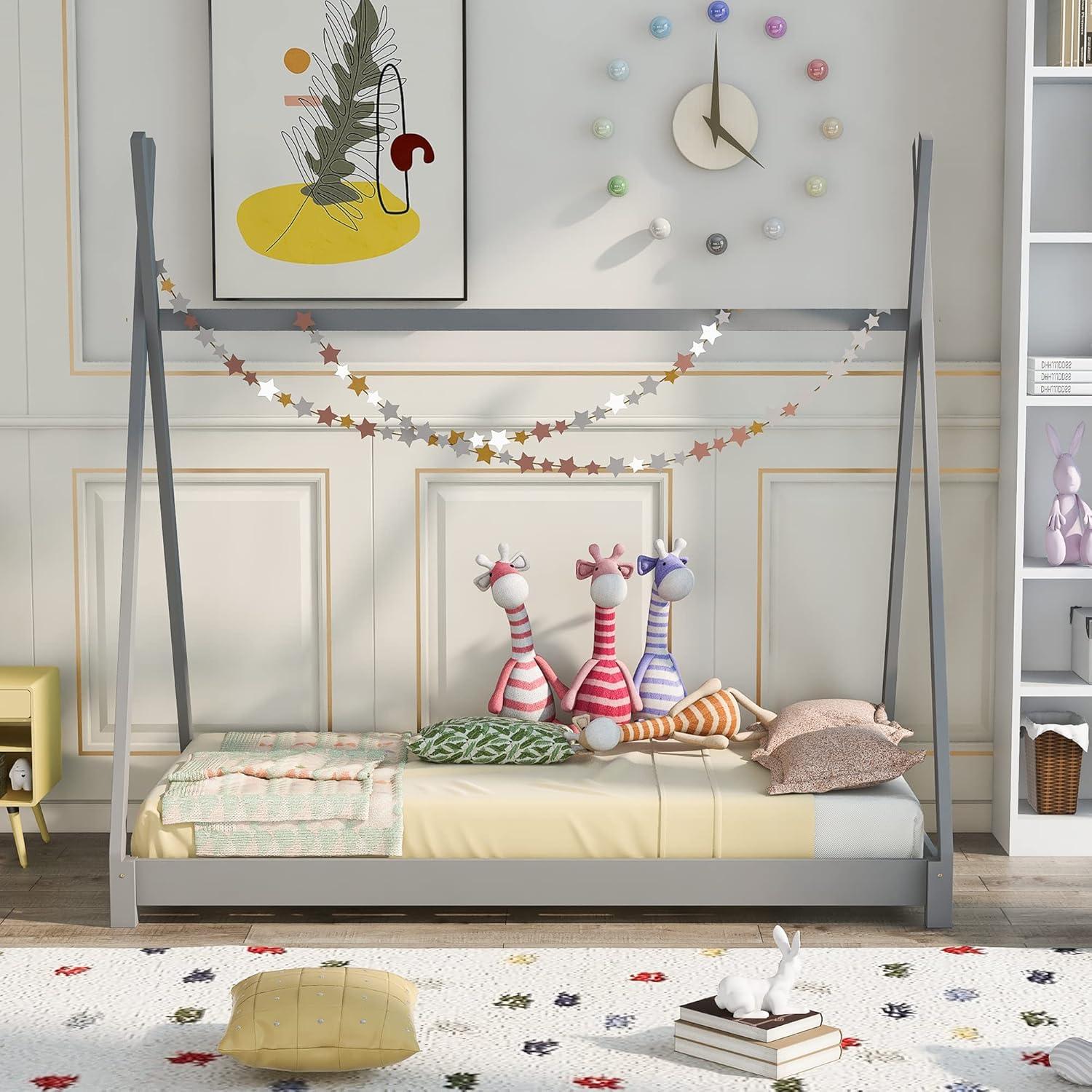Cama Casa Twin Bellemave de Madera Montessori Gris