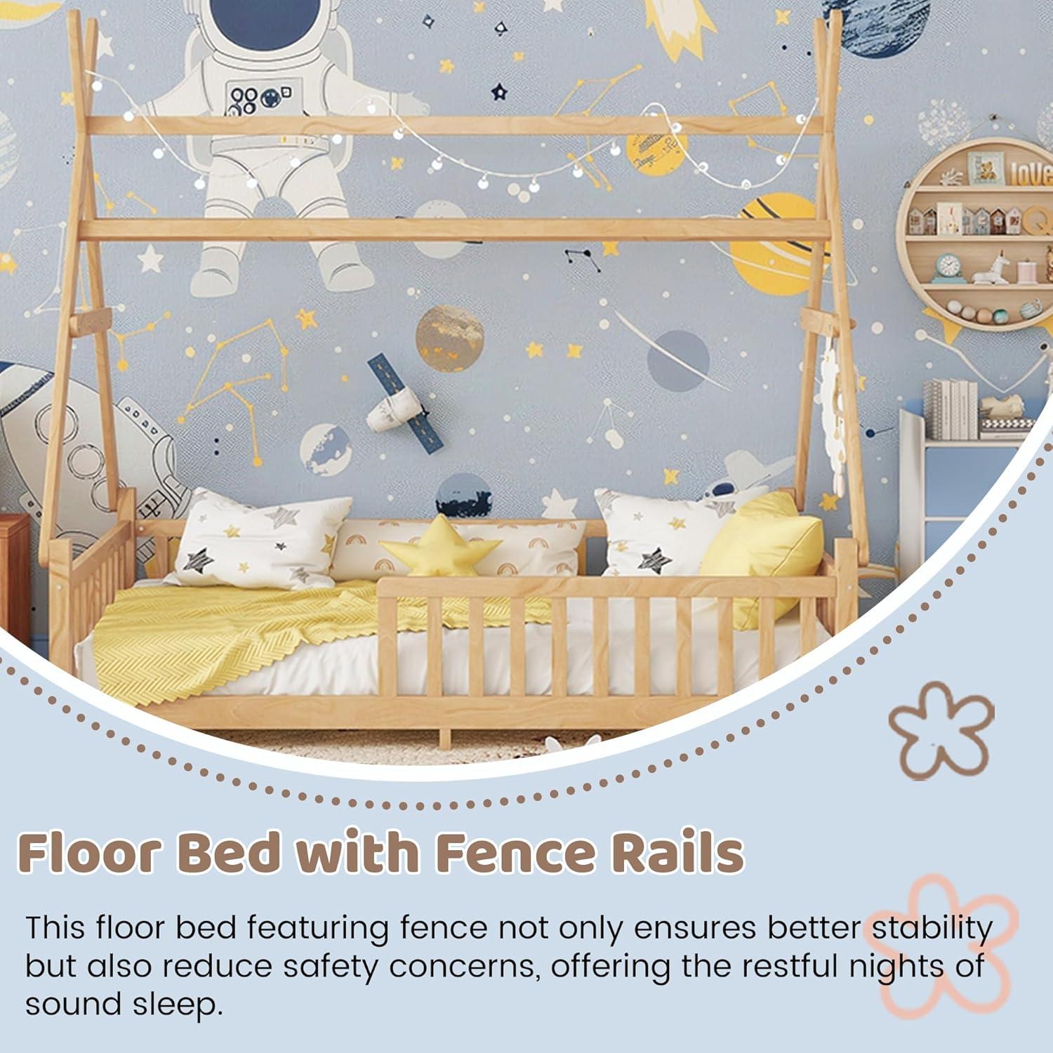 Cama Casa Twin Mirightone con Luces LED y Techo Removible