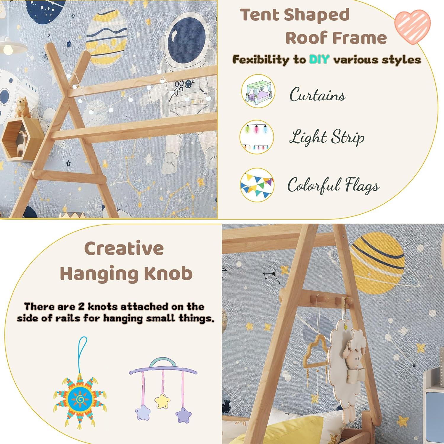 Cama Casa Twin Mirightone con Luces LED y Techo Removible