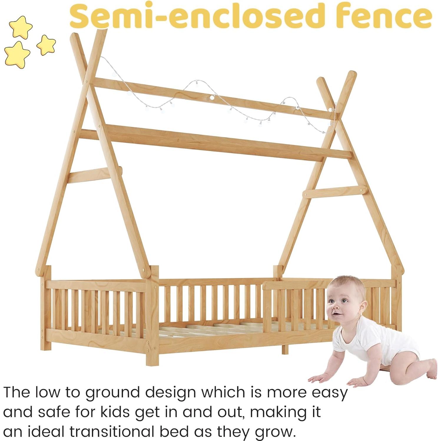 Cama Casa Twin Mirightone con Luces LED y Techo Removible