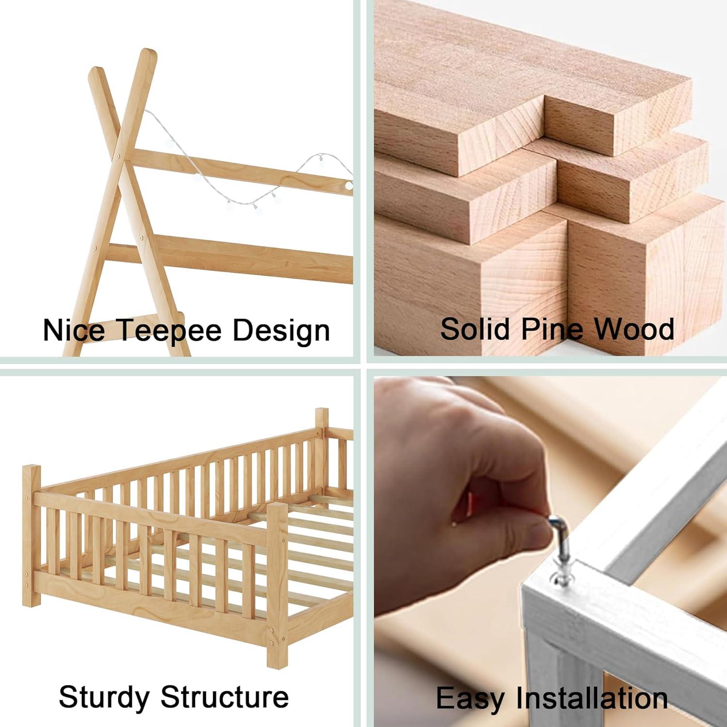 Cama Casa Twin Mirightone con Luces LED y Techo Removible