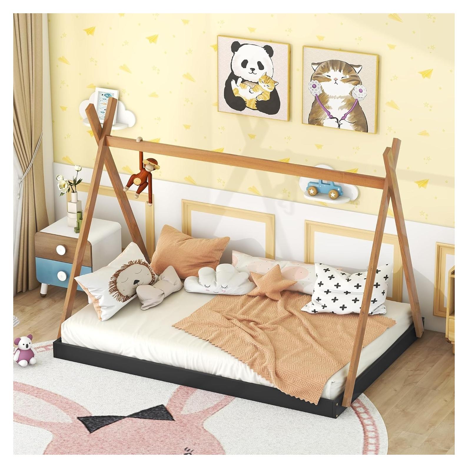 Cama Teepee Completa Montessori Harper & Bright, Negro y Marrón