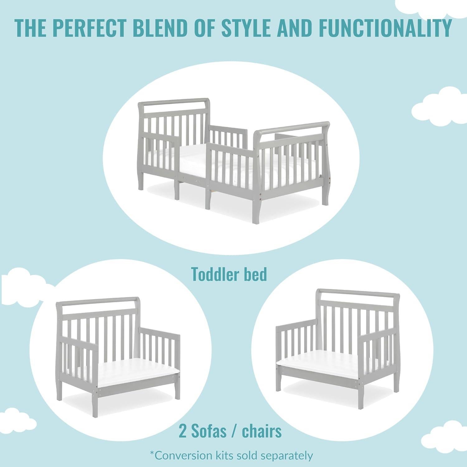 Cama Convertible 3-en-1 Dream On Me Emma Gris Acero