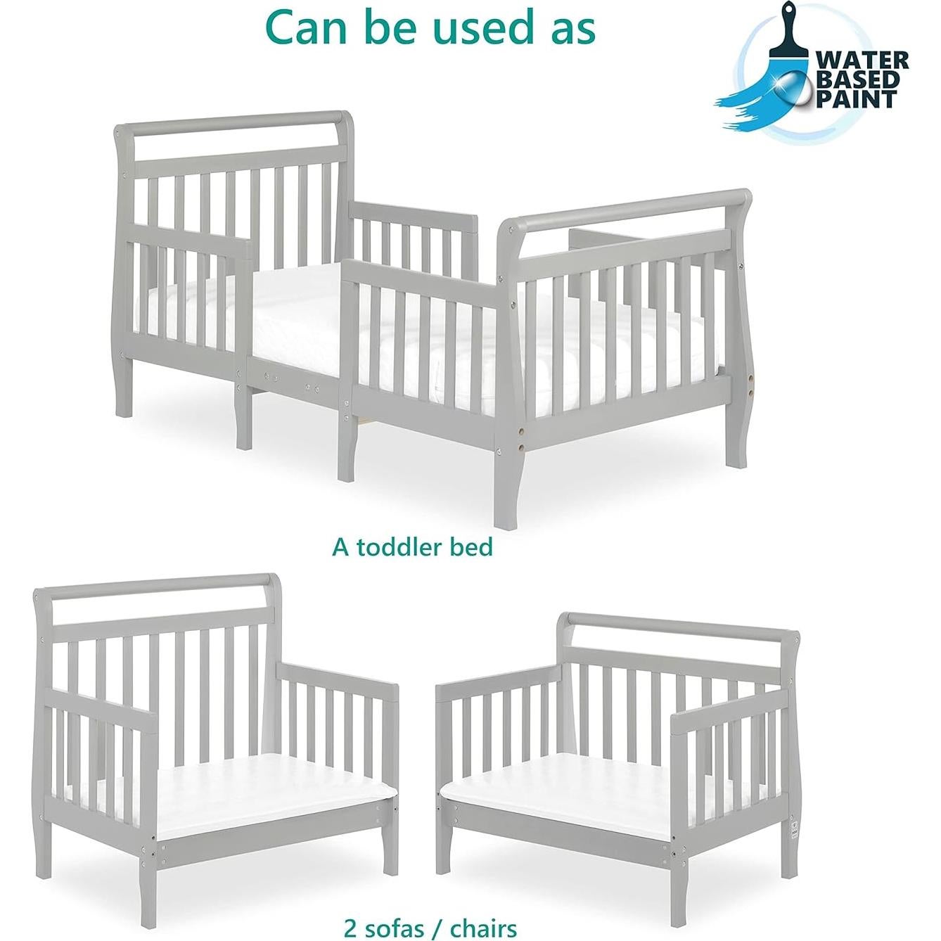 Cama Convertible 3-en-1 Dream On Me Emma Gris Acero