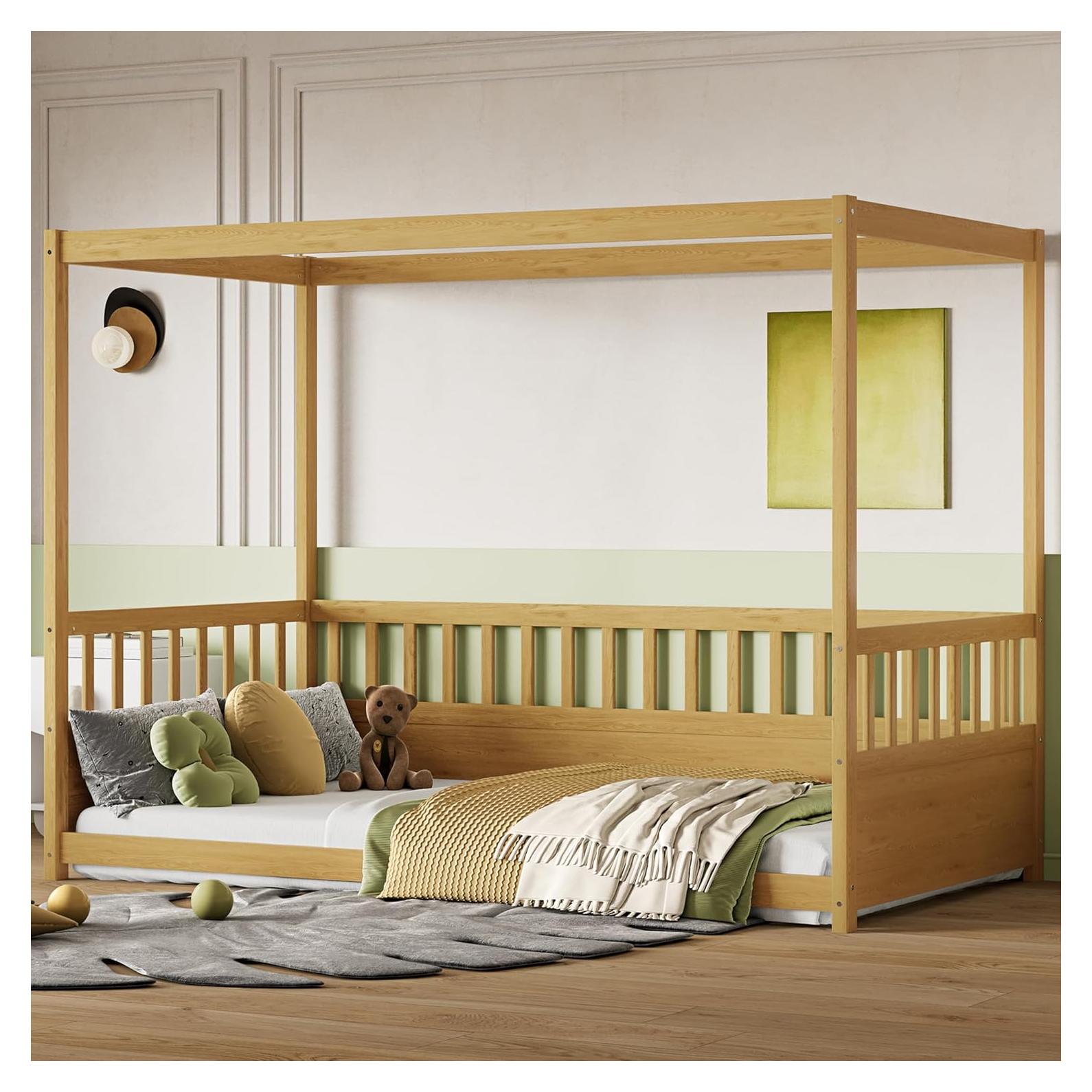 Cama Canopy Twin Bellemave con Barandillas y Alta Cerca