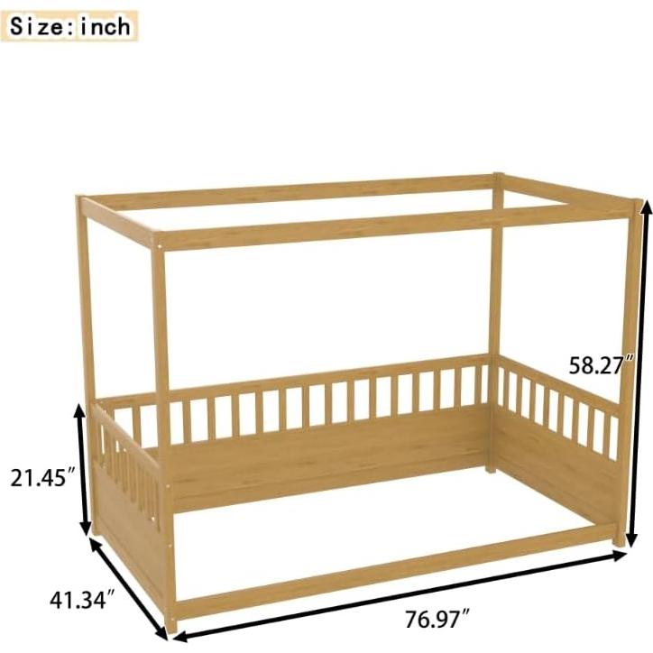 Cama Canopy Twin Bellemave con Barandillas y Alta Cerca