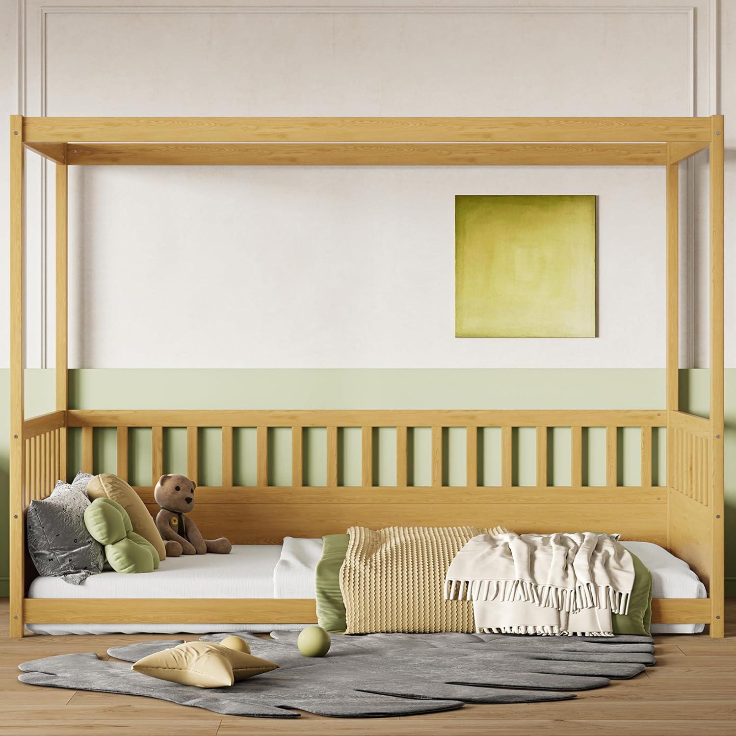 Cama Canopy Twin Bellemave con Barandillas y Alta Cerca