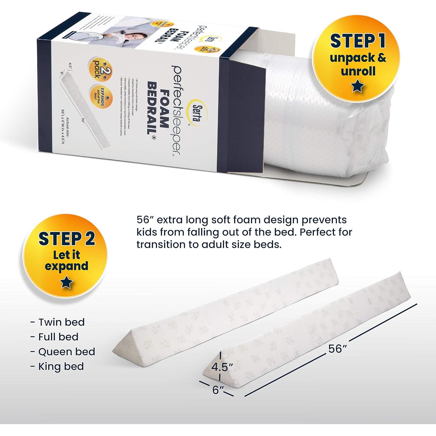 Barandilla de Espuma Extra Larga Serta Perfect Sleeper - 2pk Blanca