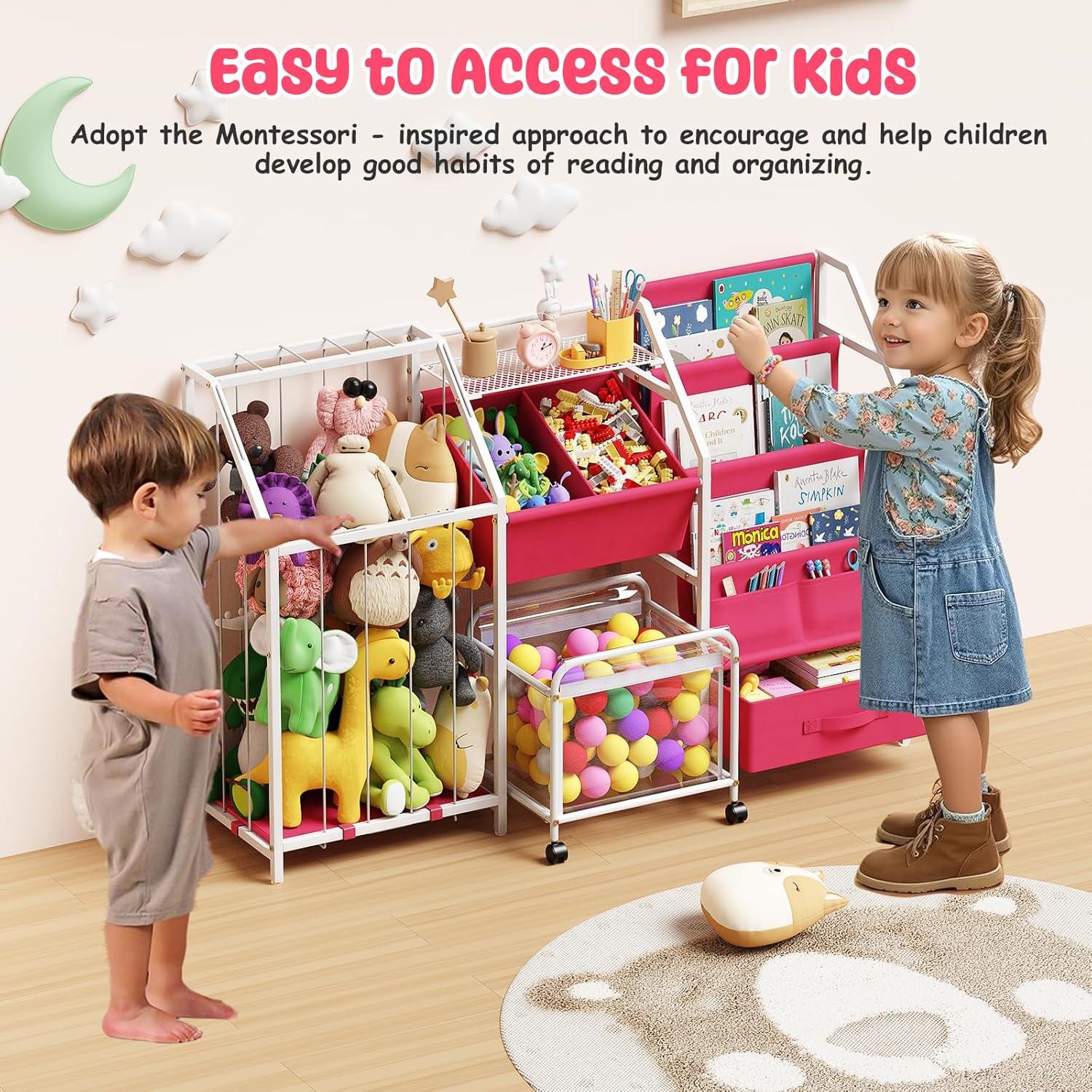 Estantería Infantil Rosa VORTULIUK 3 Niveles Almacenamiento Juguetes