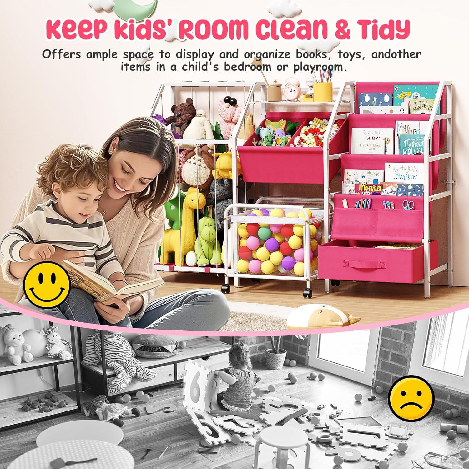 Estantería Infantil Rosa VORTULIUK 3 Niveles Almacenamiento Juguetes