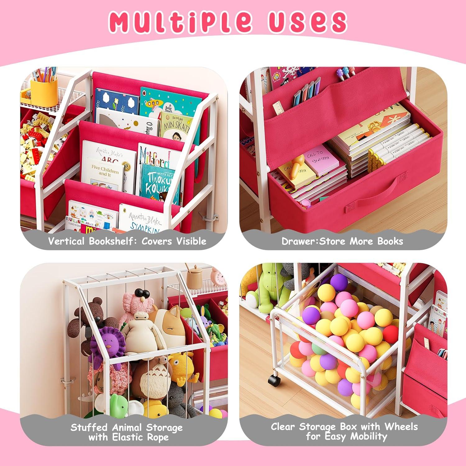 Estantería Infantil Rosa VORTULIUK 3 Niveles Almacenamiento Juguetes