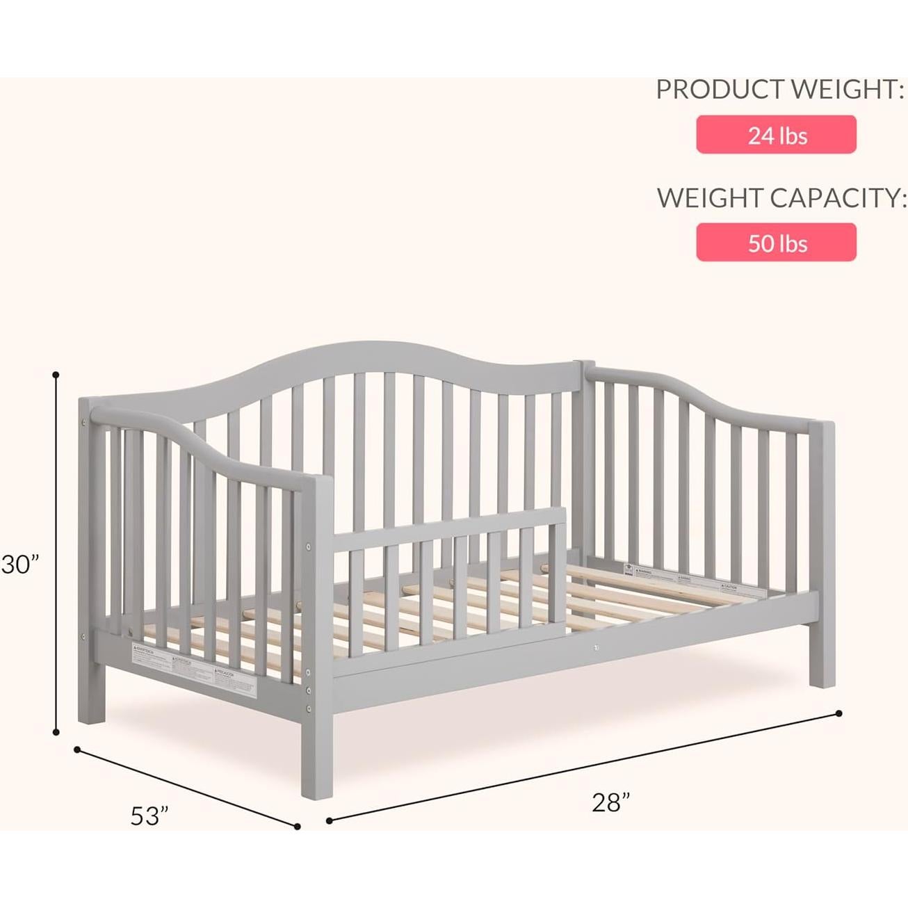 Cama de Día para Niños Dream On Me Austin Gris Pebble