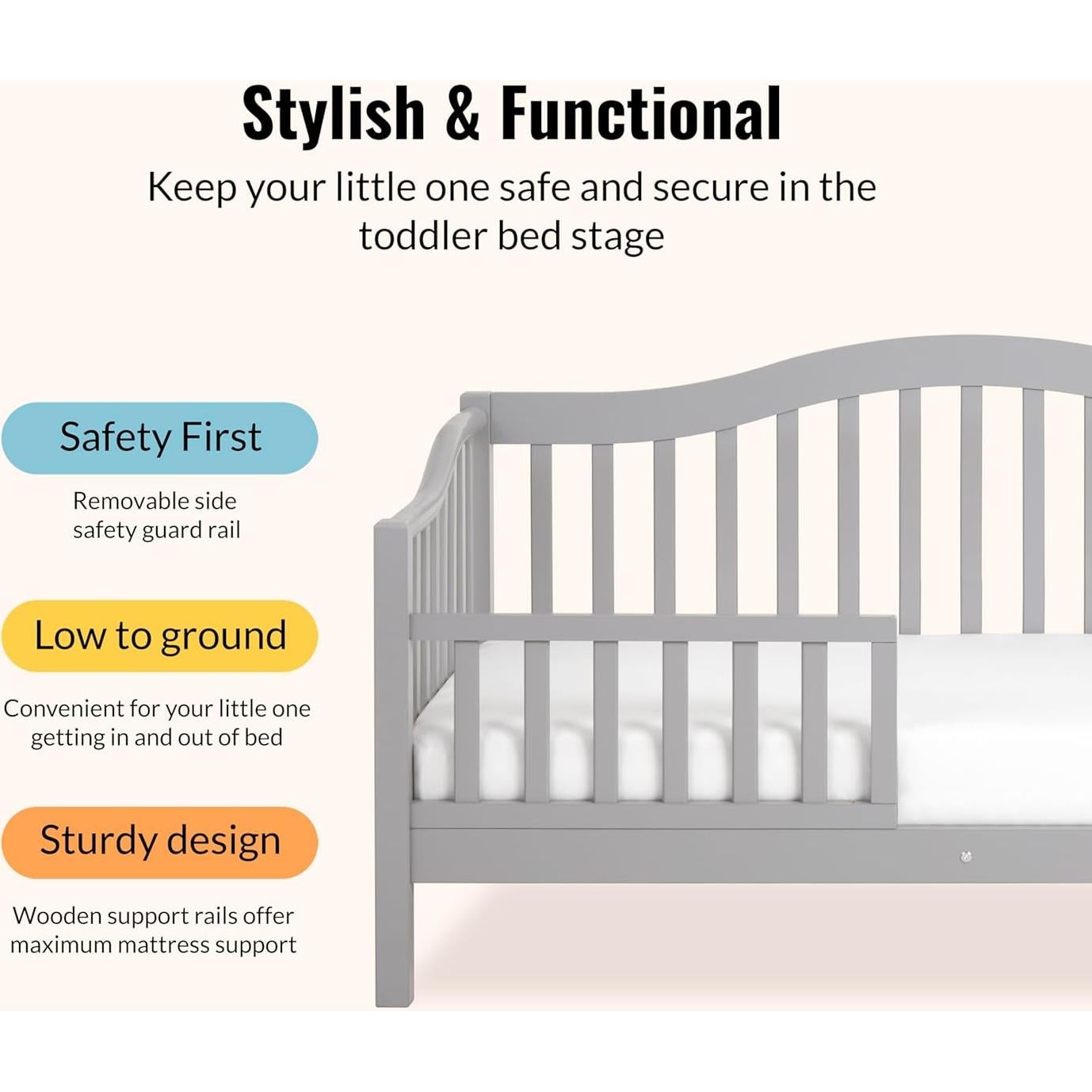 Cama de Día para Niños Dream On Me Austin Gris Pebble